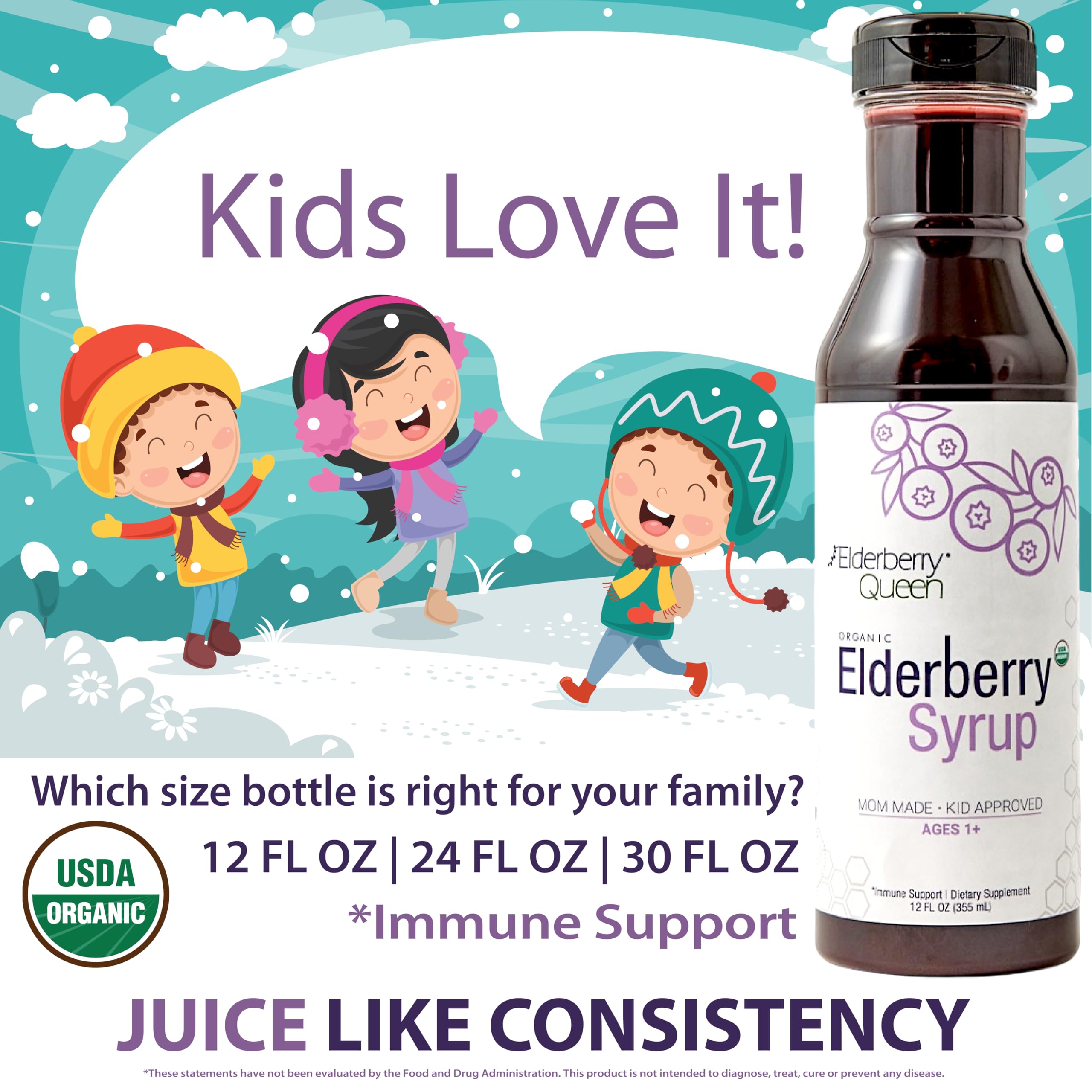 Elderberry Queen Organic Elderberry Syrup 30 Fl Oz – Sambucus & Aronia, USA Made