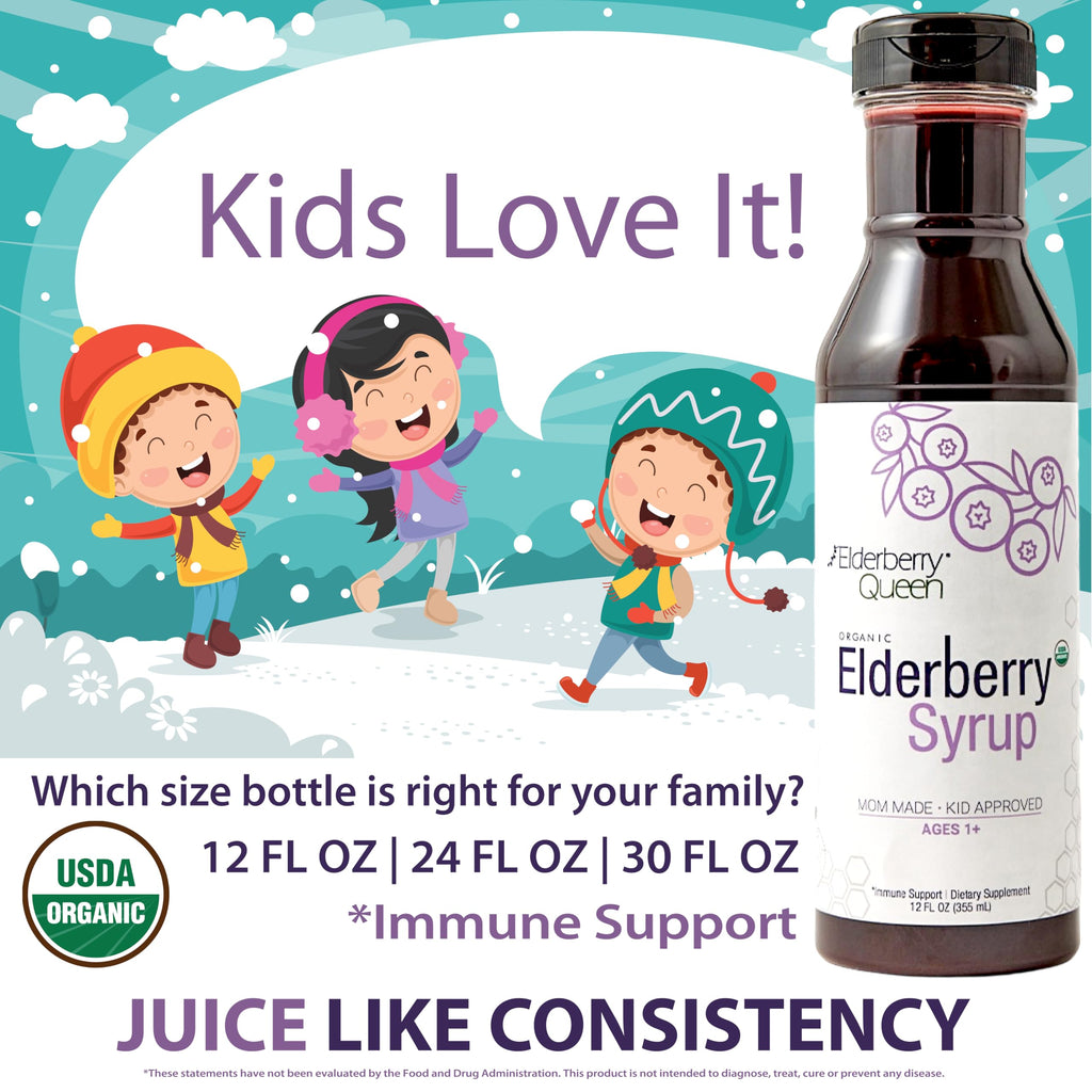Elderberry Queen Organic Elderberry Syrup 30 Fl Oz – Sambucus & Aronia, USA Made