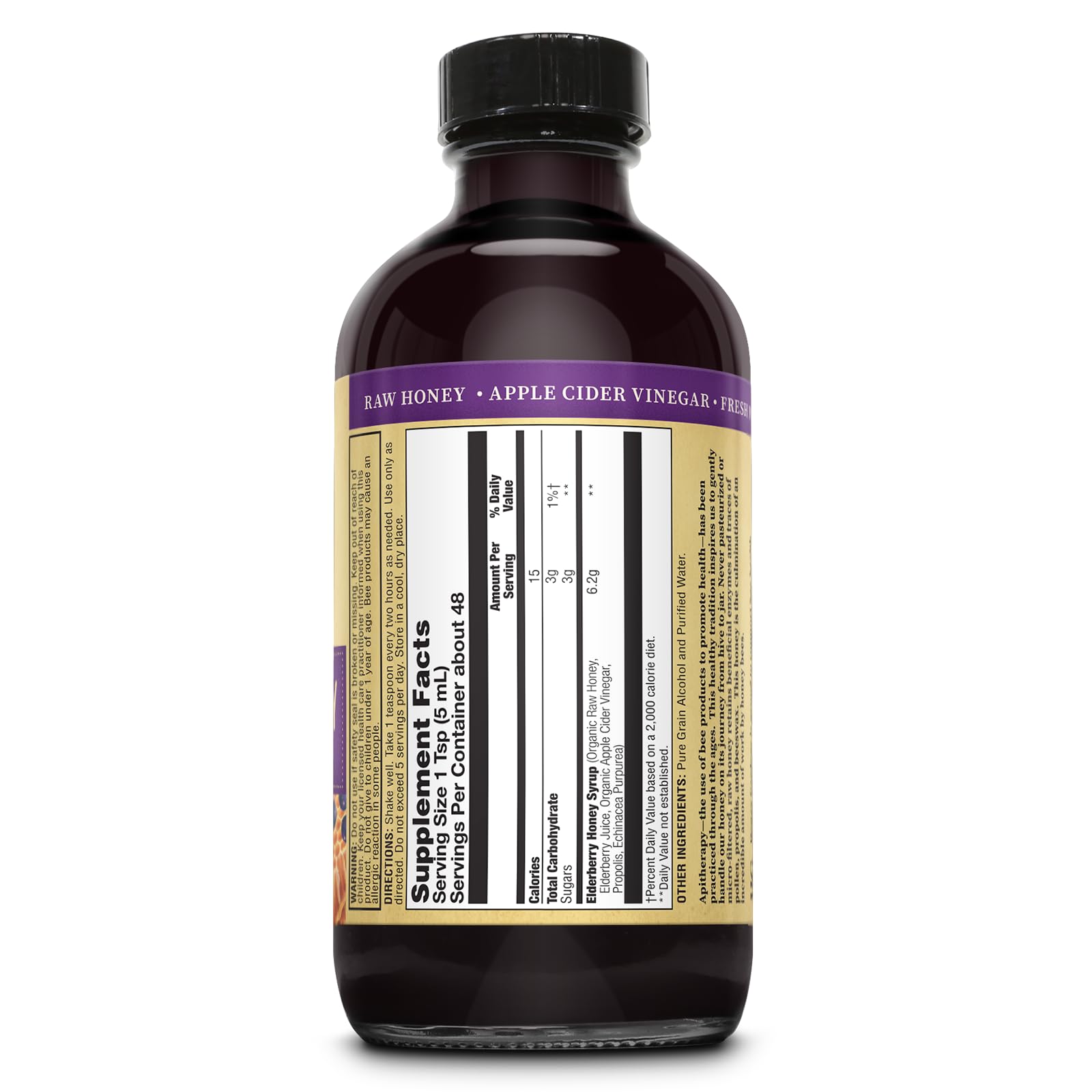 Honey Gardens Elderberry & Honey Immune Syrup – Propolis & ACV, 8 oz
