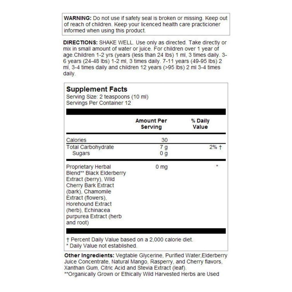 Herbs for Kids Eldertussin Elderberry Syrup – Cherry Berry (4oz)