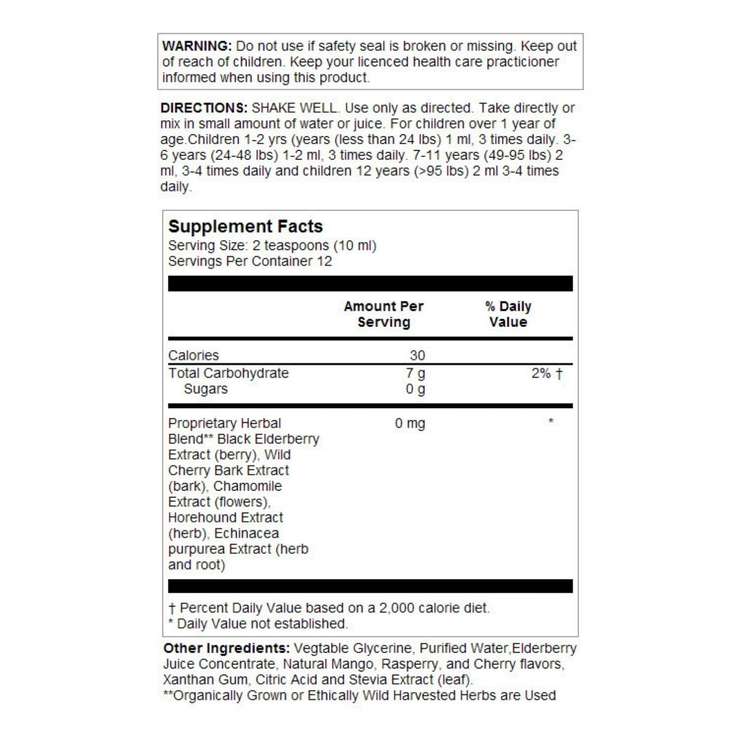 Herbs for Kids Eldertussin Elderberry Syrup – Cherry Berry (4oz)
