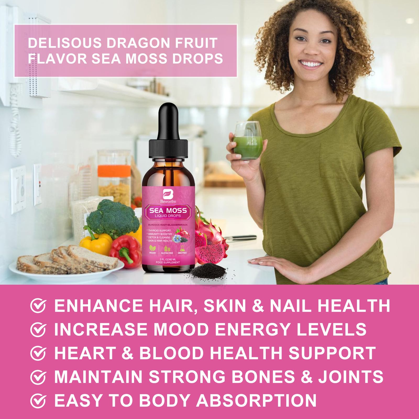 BEWORTHS Sea Moss Liquid Drops – Organic Black Seed Oil (Vegan)