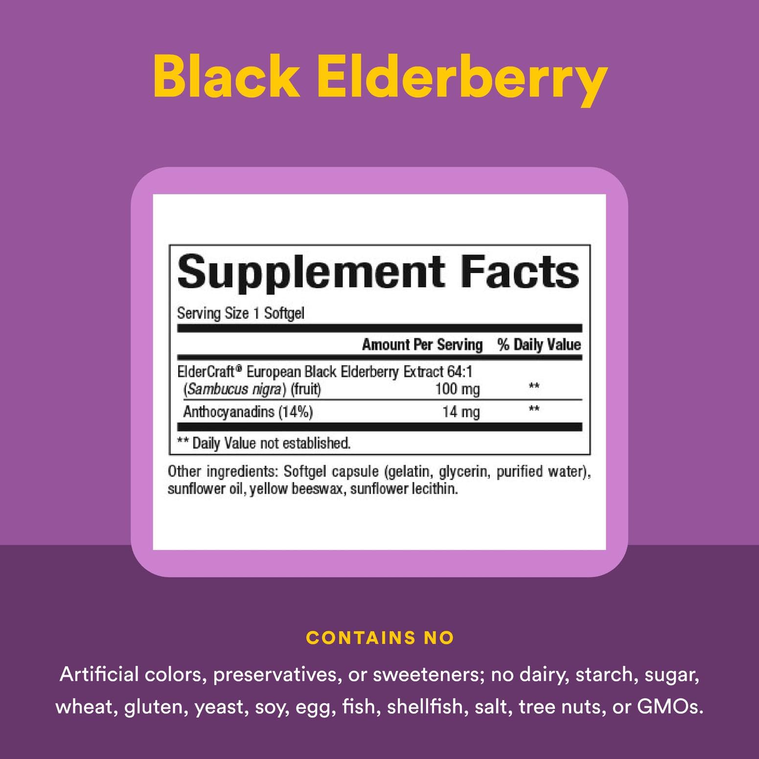 Natural Factors Black Elderberry 100 mg - 60 Fast-Acting Softgels