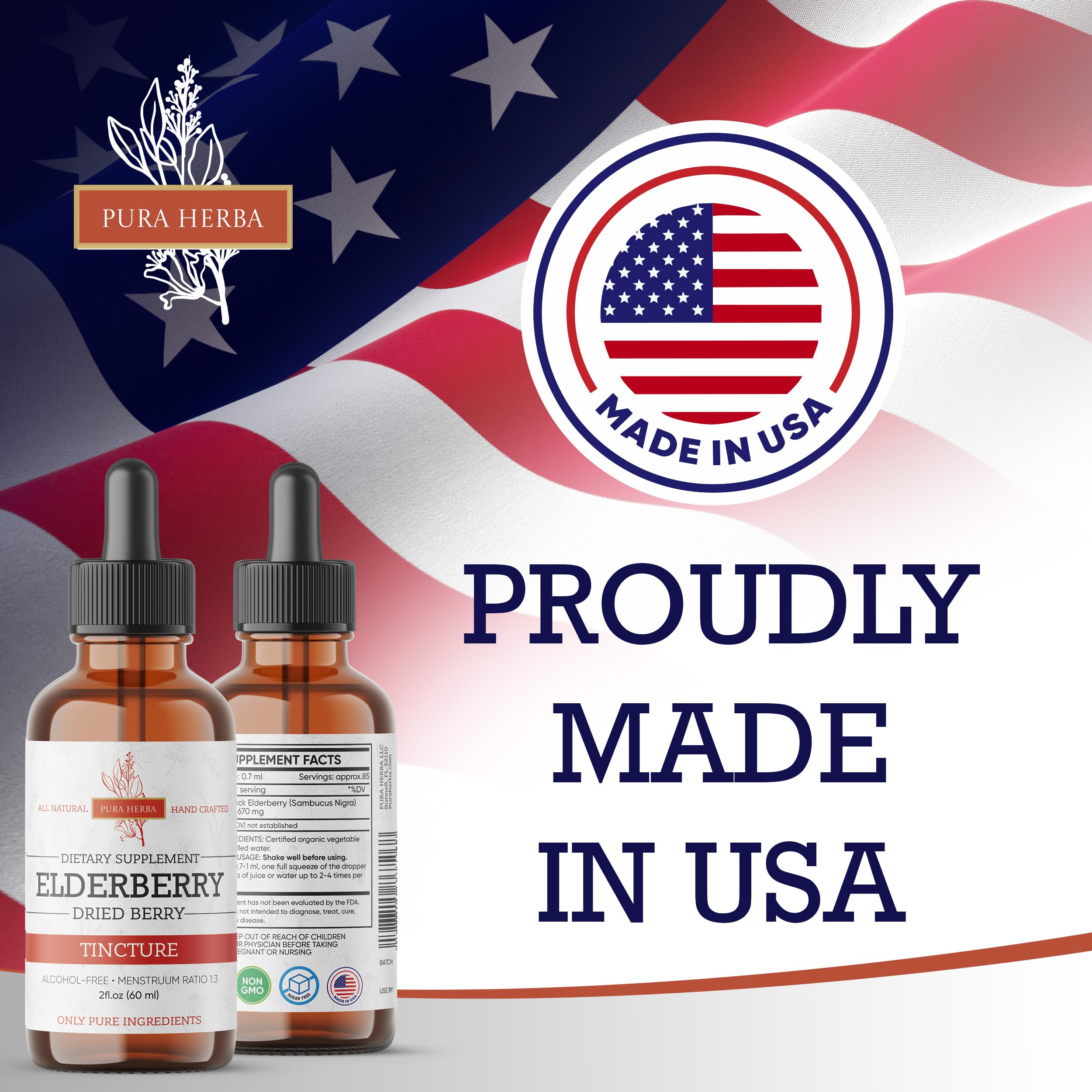 Elderberry Tincture – Organic Elderberry Extract | Immune Support | Alcohol-Free 2 fl oz