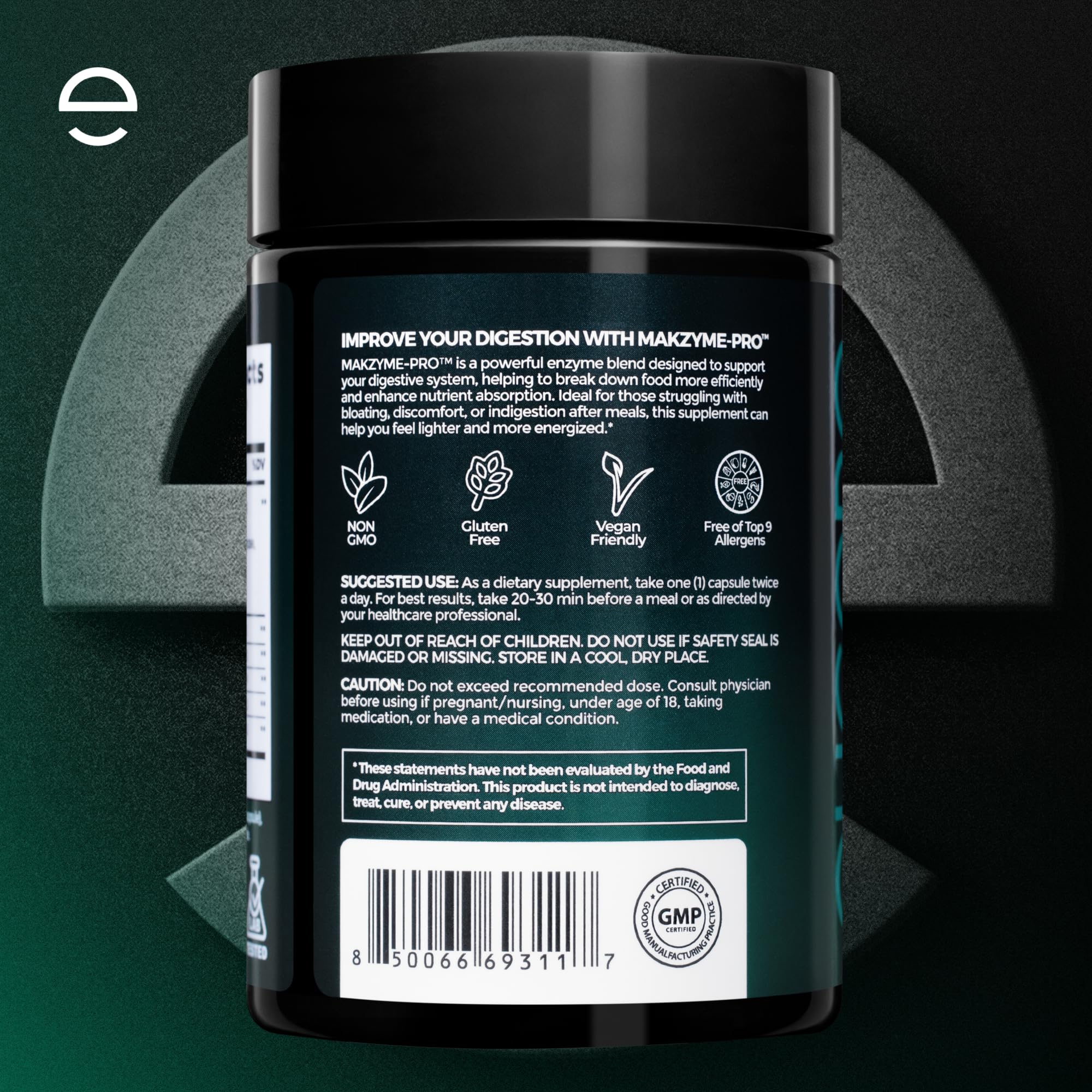 ELICORE Digestive Enzyme Pro Blend – Bromelain & Papaya, Gluten-Free, 60 Veg Caps