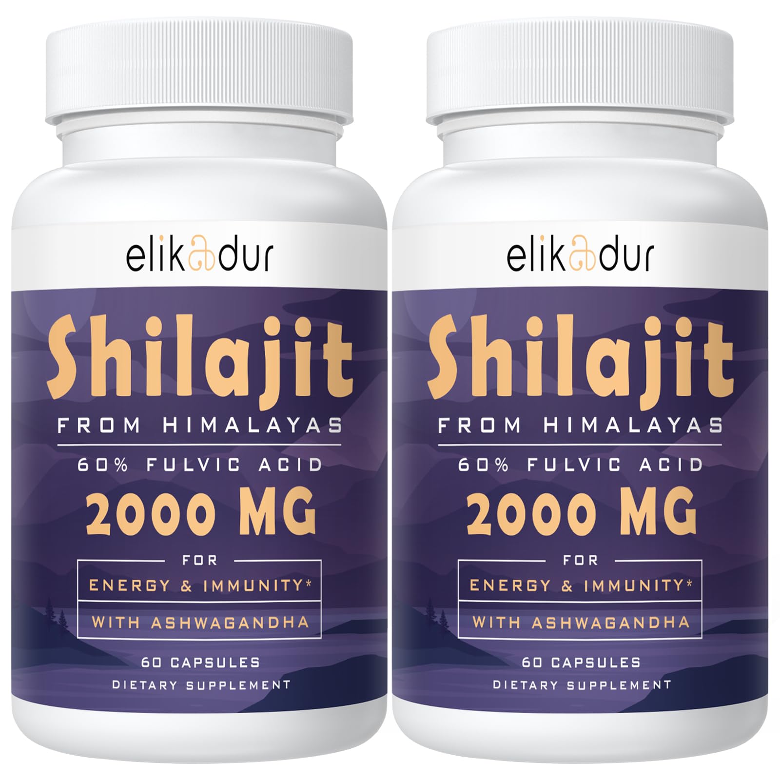 Elikadur 2000 mg Shilajit Supplement – 85+ Minerals, 60% Fulvic Acid, 120 Vegan Capsules