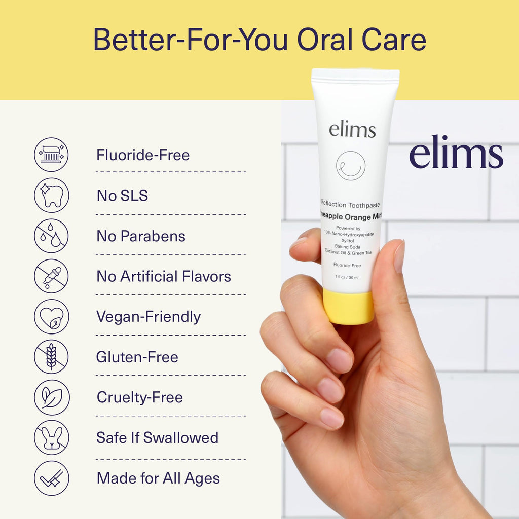 ELIMS Travel Size Nano Hydroxyapatite Toothpaste Fluoride Free 1oz – Whitening for Sensitive Teeth