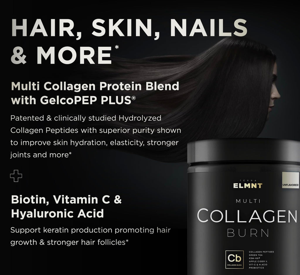 ELMNT Super Multi Collagen Burn for Women – Premium Collagen Peptides with Probiotics (Unflavored)