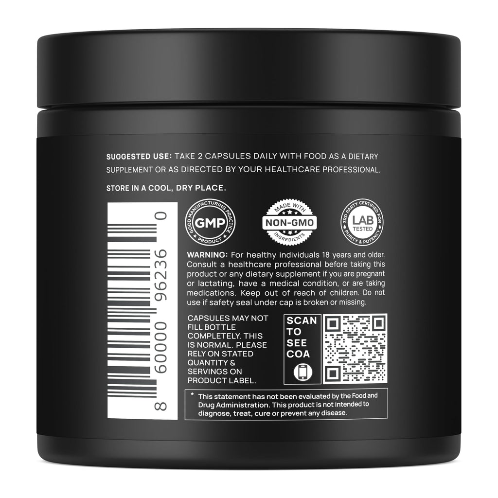 ELMNT Black Maca 40:1 with Ashwagandha – 40x Strength Maca Capsules for Men