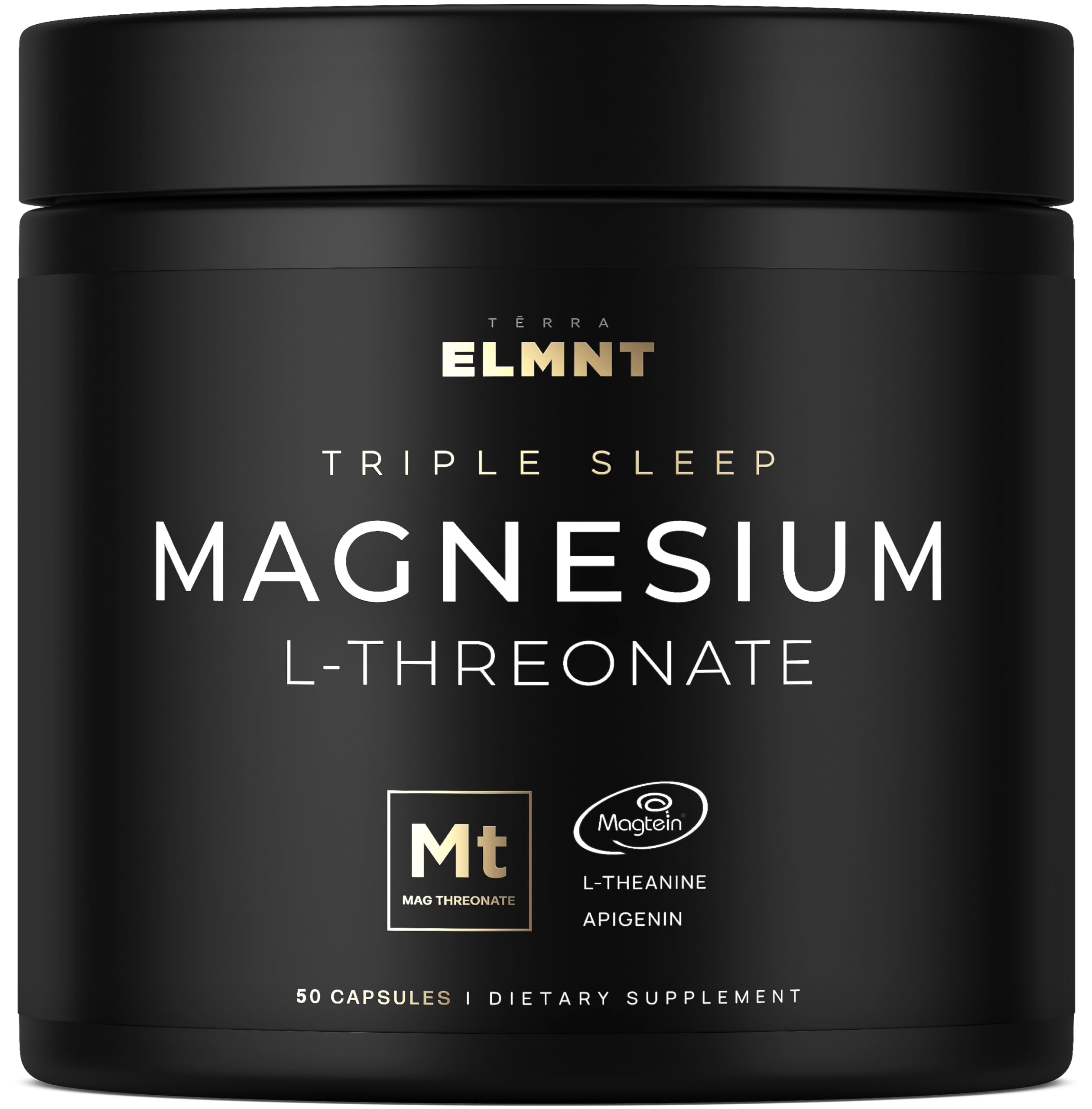 ELMNT Triple Sleep Magnesium Threonate | Magtein 1000mg | L-Theanine 200mg & Apigenin 50mg