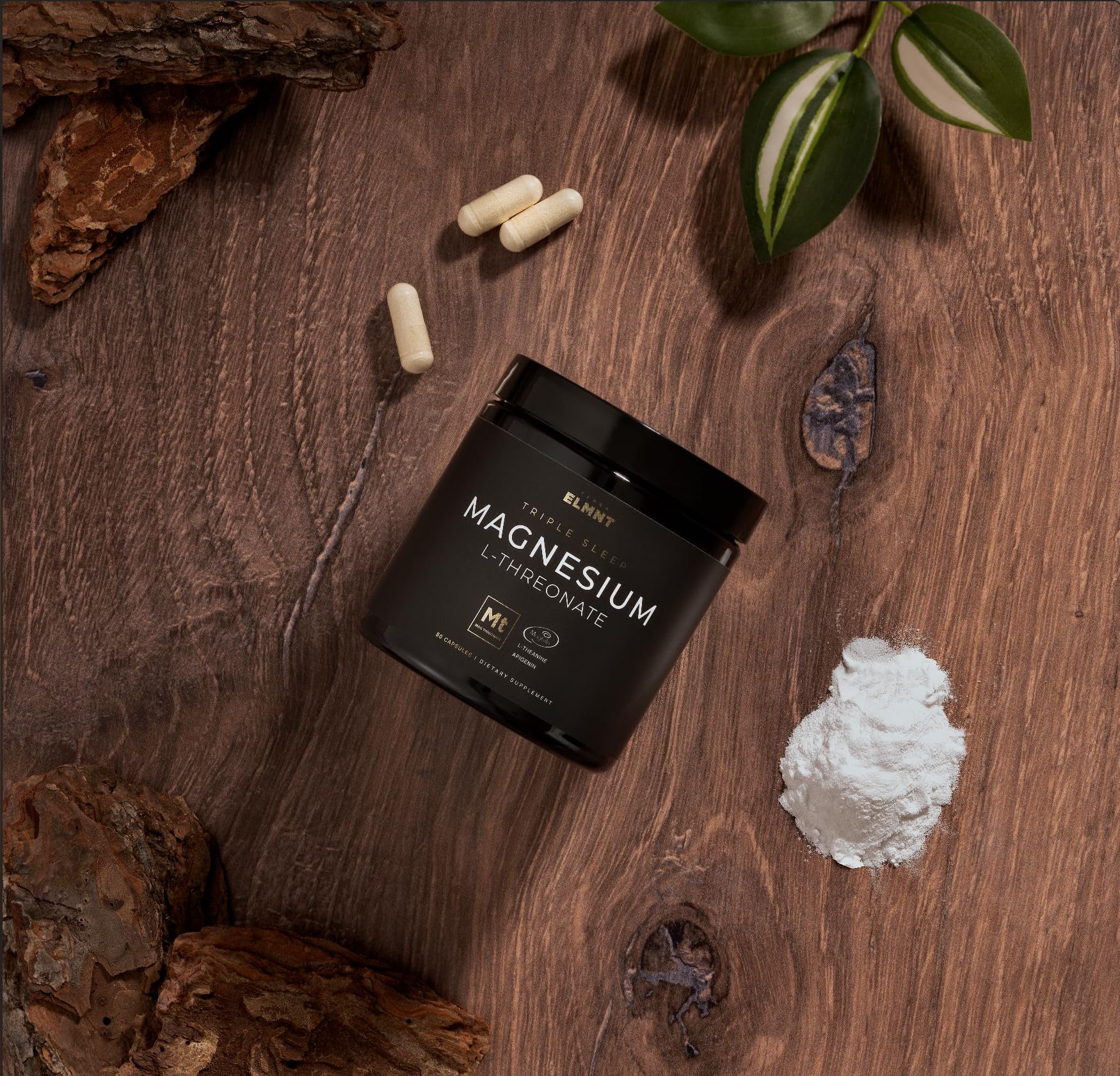 ELMNT Triple Sleep Magnesium Threonate | Magtein 1000mg | L-Theanine 200mg & Apigenin 50mg