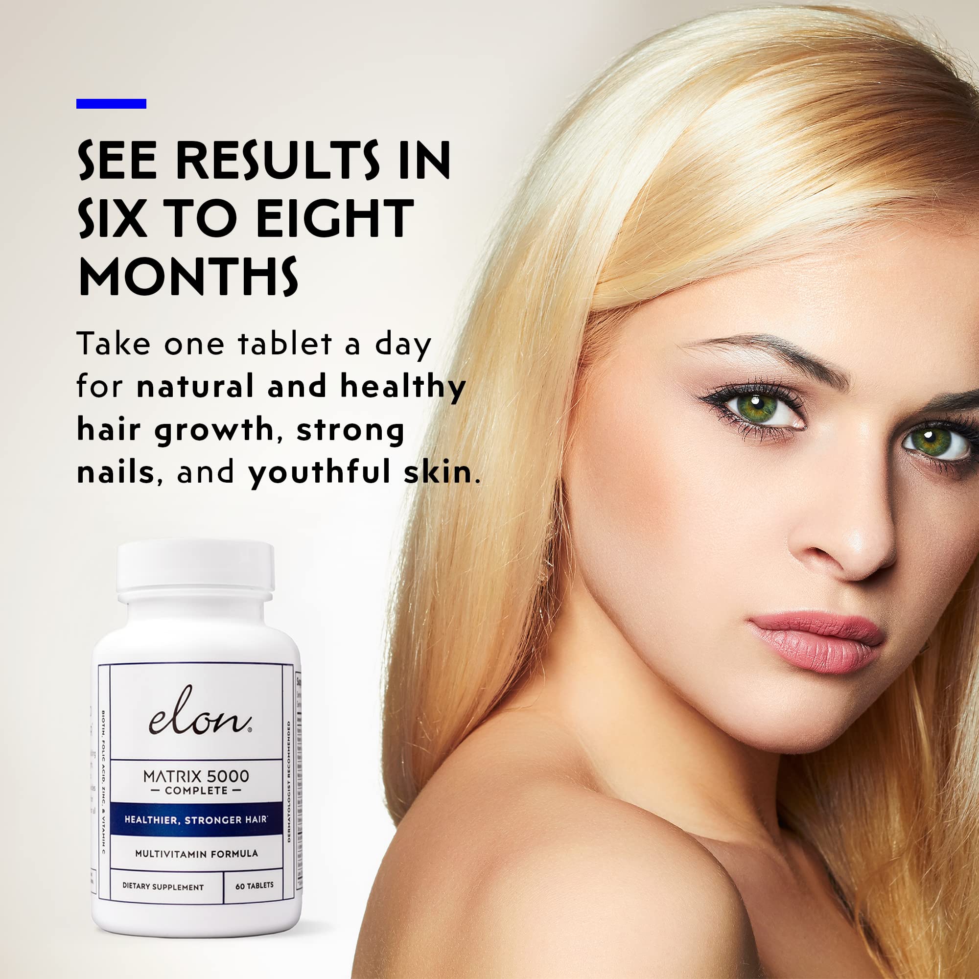 Elon Matrix 5000 Complete Multivitamin — Hair, Skin & Nails Support | 3-Pack (180 Day Supply)