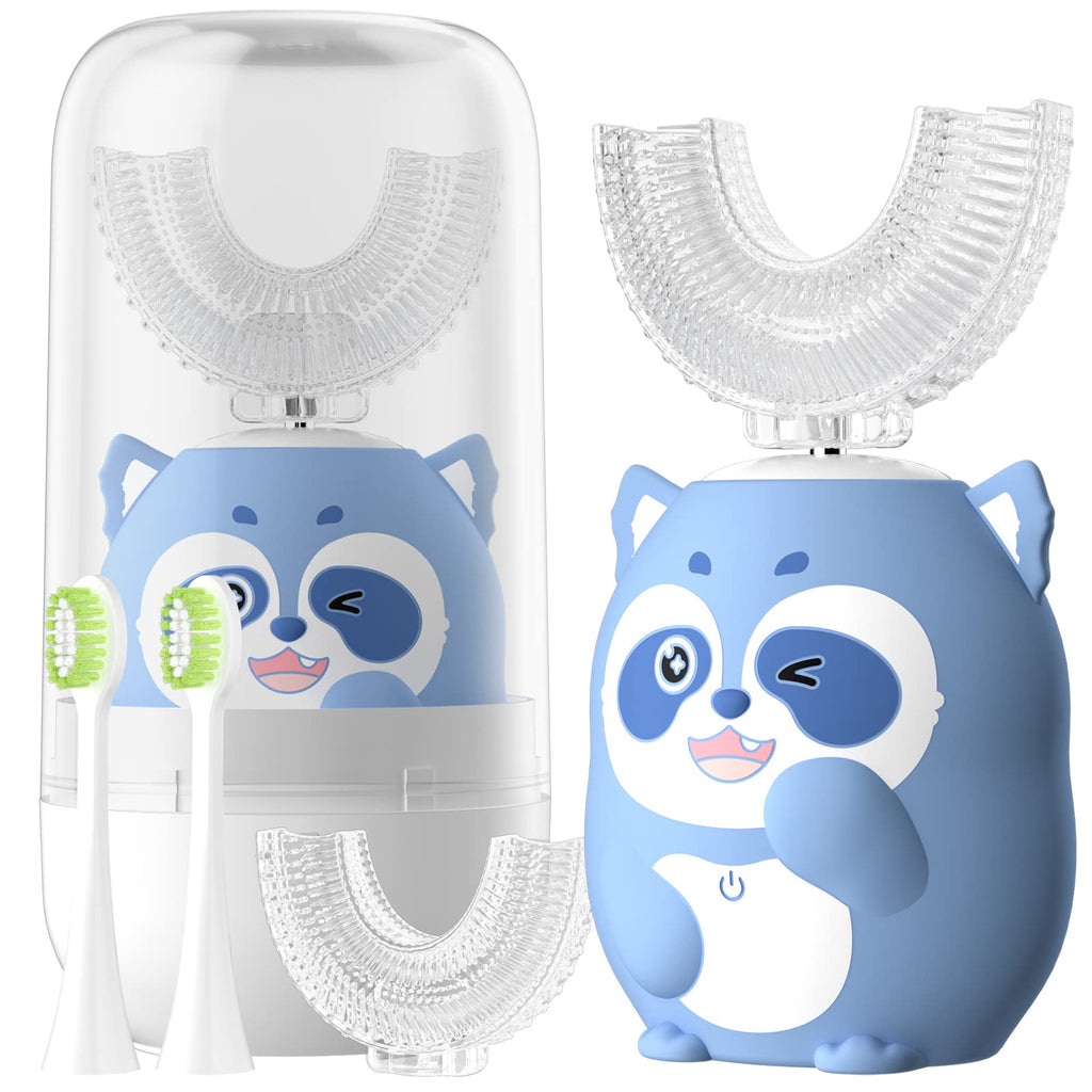 ELOTAME Kids Electric U-Shaped Toothbrush for Toddlers (Ages 2-7) - 6 Modes, 4 Brush Heads, Blue