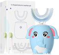 ELOTAME Kids Electric U Shaped Toothbrush - 4 Heads, 6 Modes, IPX7 Waterproof, Age 8-15 Blue