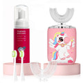 ELOTAME Kids Electric U-Shaped Toothbrush – Unicorn Pink, Rechargeable Sonic, IPX7, 4 Soft Heads (Ages 2-7)