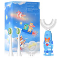 ELOTAME Kids U-Shaped Electric Toothbrush - Rechargeable Rocket Toothbrush for Boys 7-14 | 2-Min Timer, 6 Modes, 4 Brush Heads