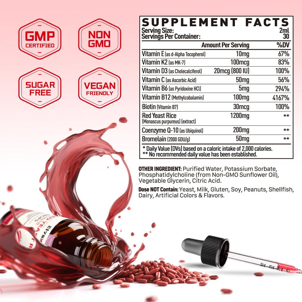 Elysx Liposomal Red Yeast Rice Drops with CoQ10 | Cholesterol Support, Immune & Heart Health