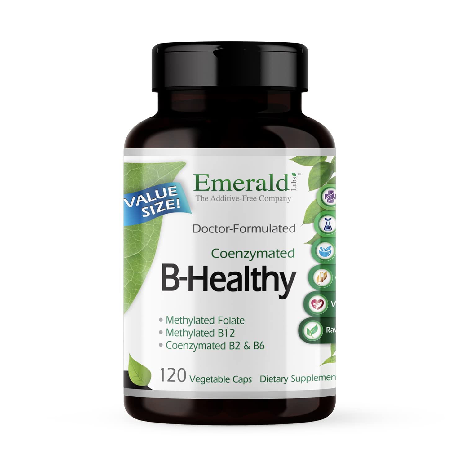 EMERALD LABS B-Healthy - Vegan Vitamin B Complex with Methylated Folic Acid & Full-Spectrum B Vitamins - 120 Veg Capsules