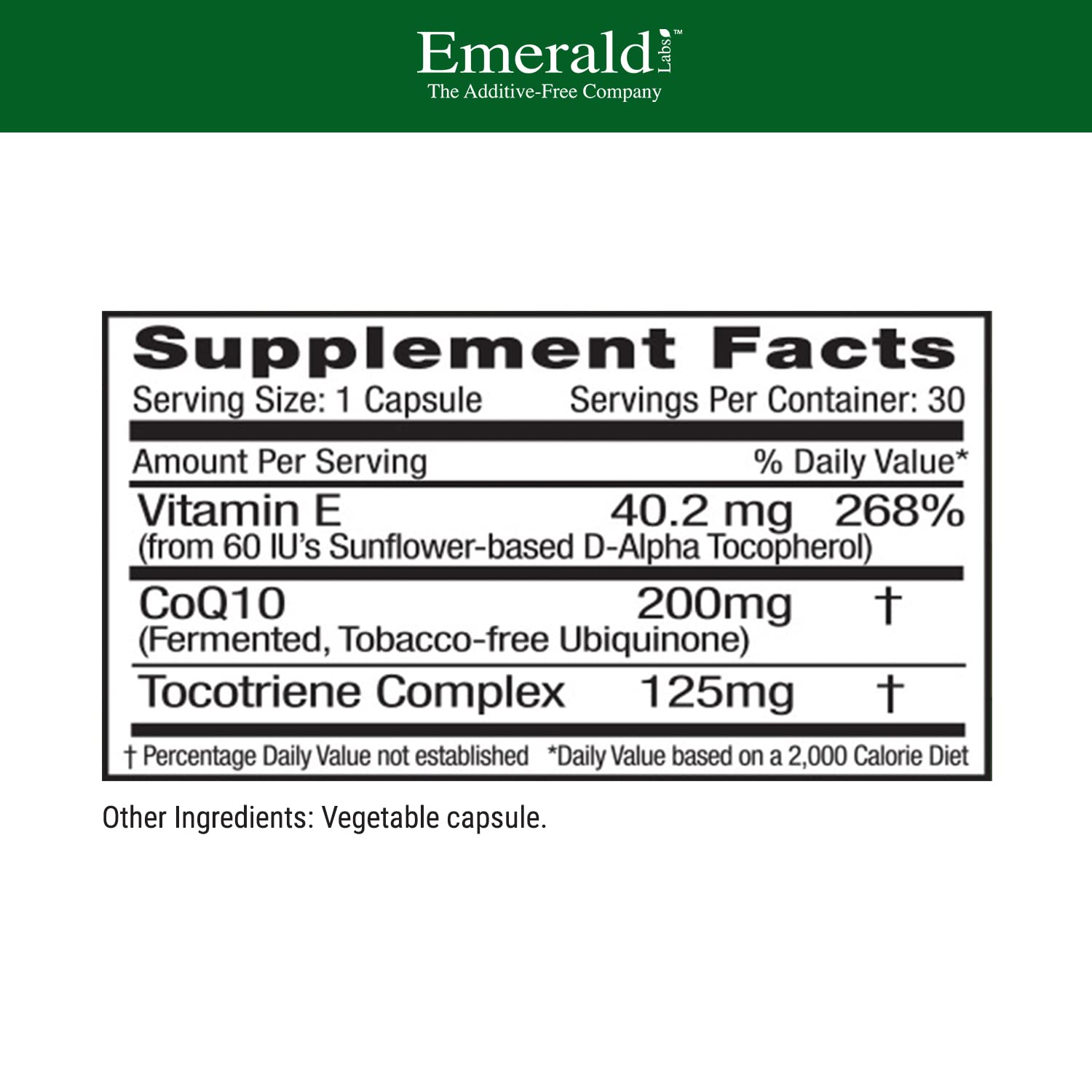 EMERALD LABS CoQ10 200mg - Premium Wellness with Vitamin E (30-day)