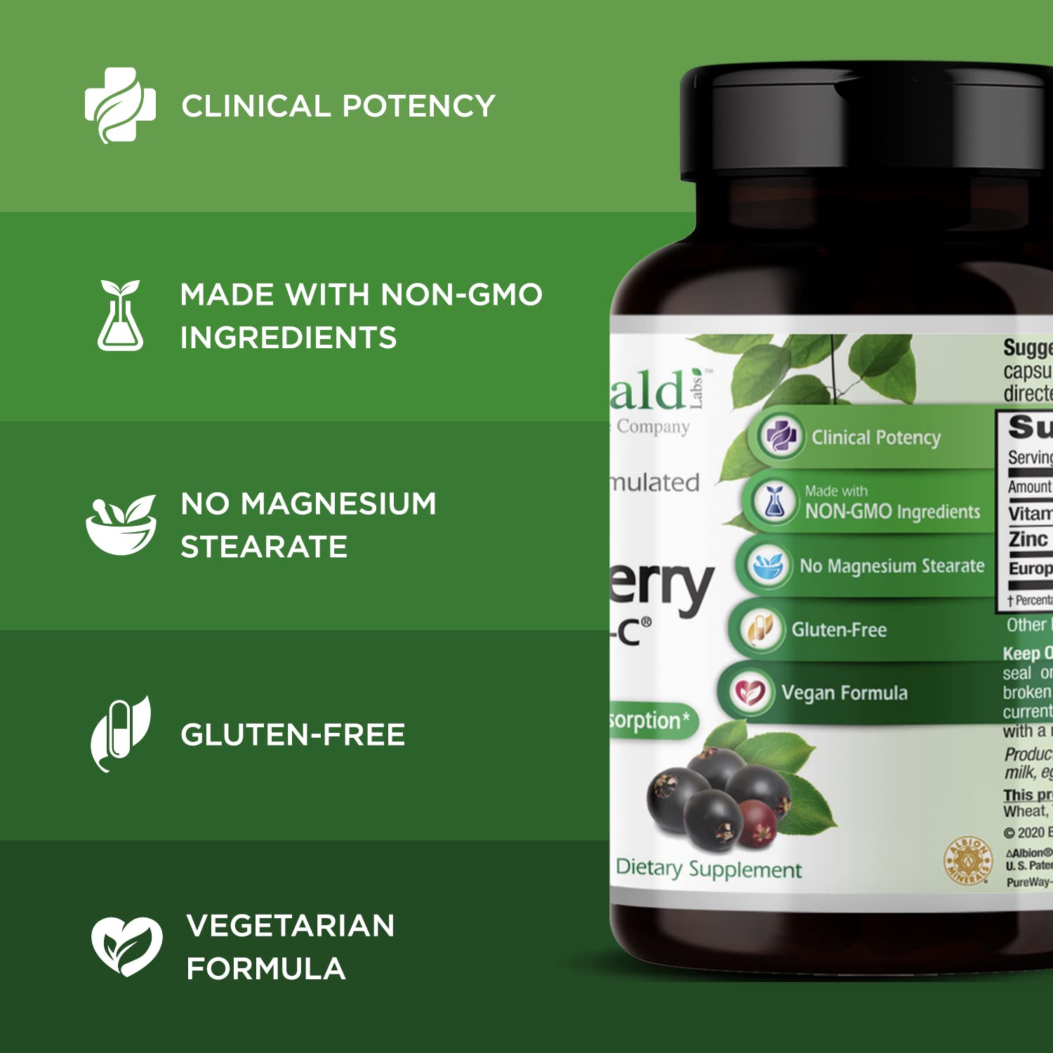 EMERALD LABS Elderberry Plus – Digestive & Immune Support (60 Veg Capsules)