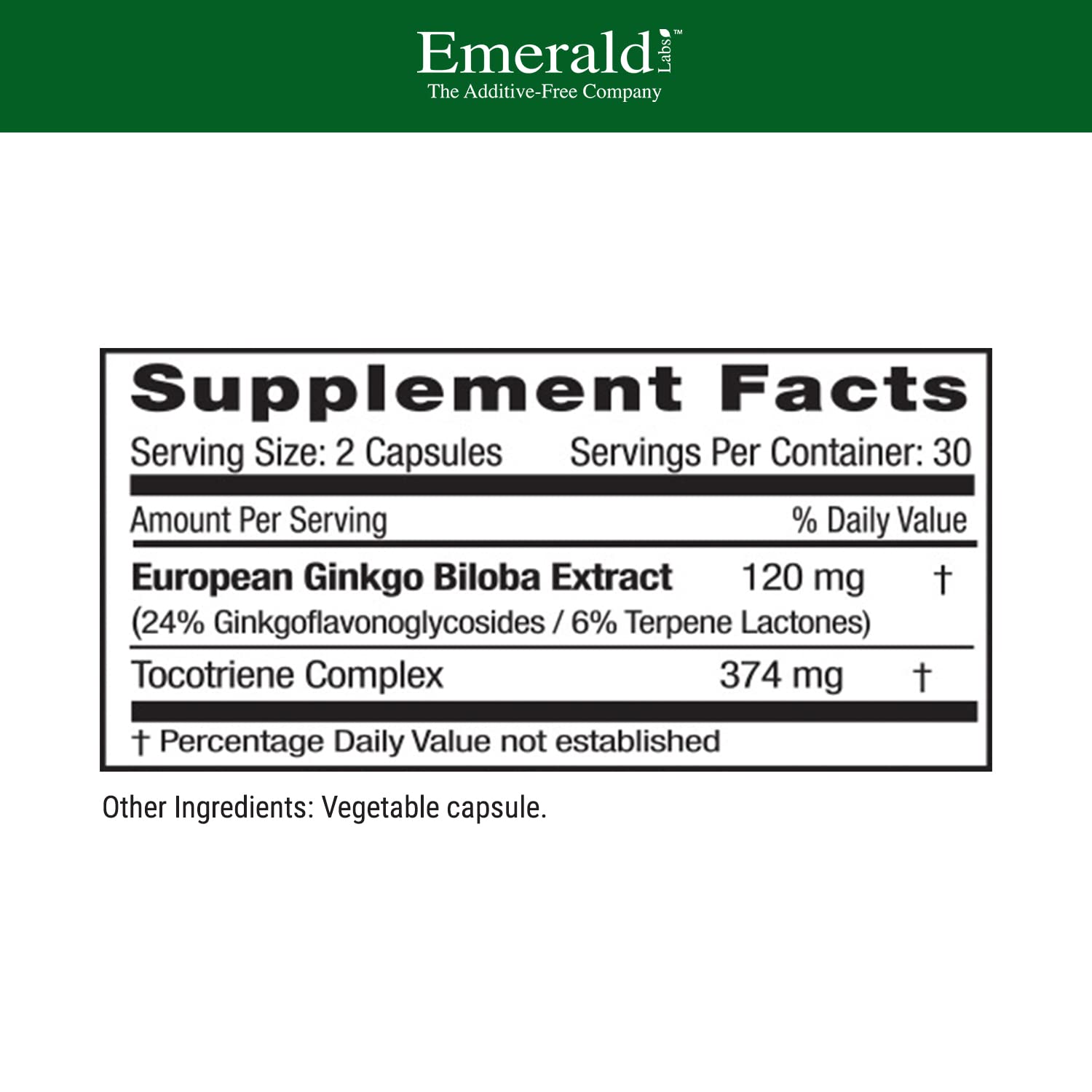 Emerald Labs Ginkgo Biloba Extract - Brain Health & Antioxidant Support - 60 Veg Capsules