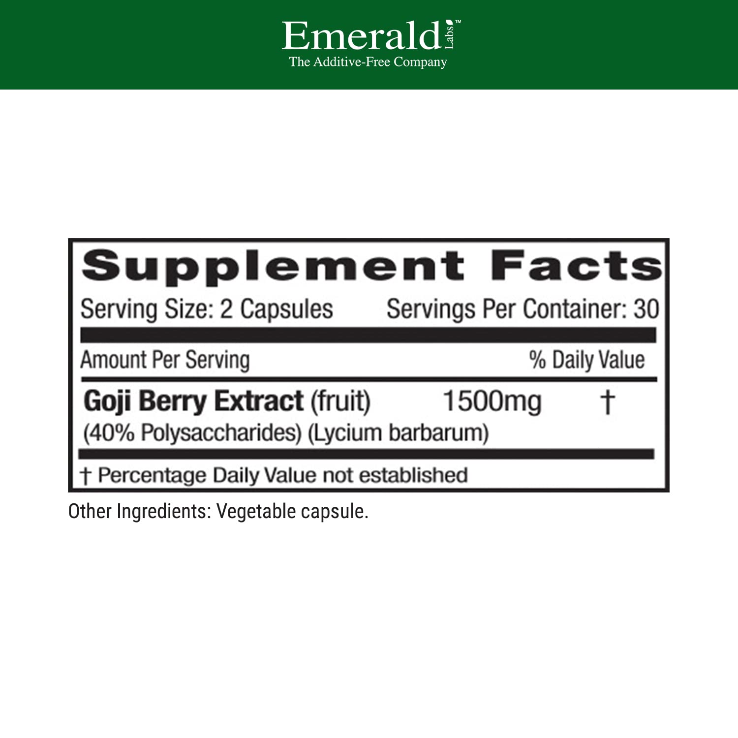 Emerald Labs Goji Berry – Immune & Liver Health Support, 60 Veg Capsules (30-Day Supply) – Vegan & Gluten-Free