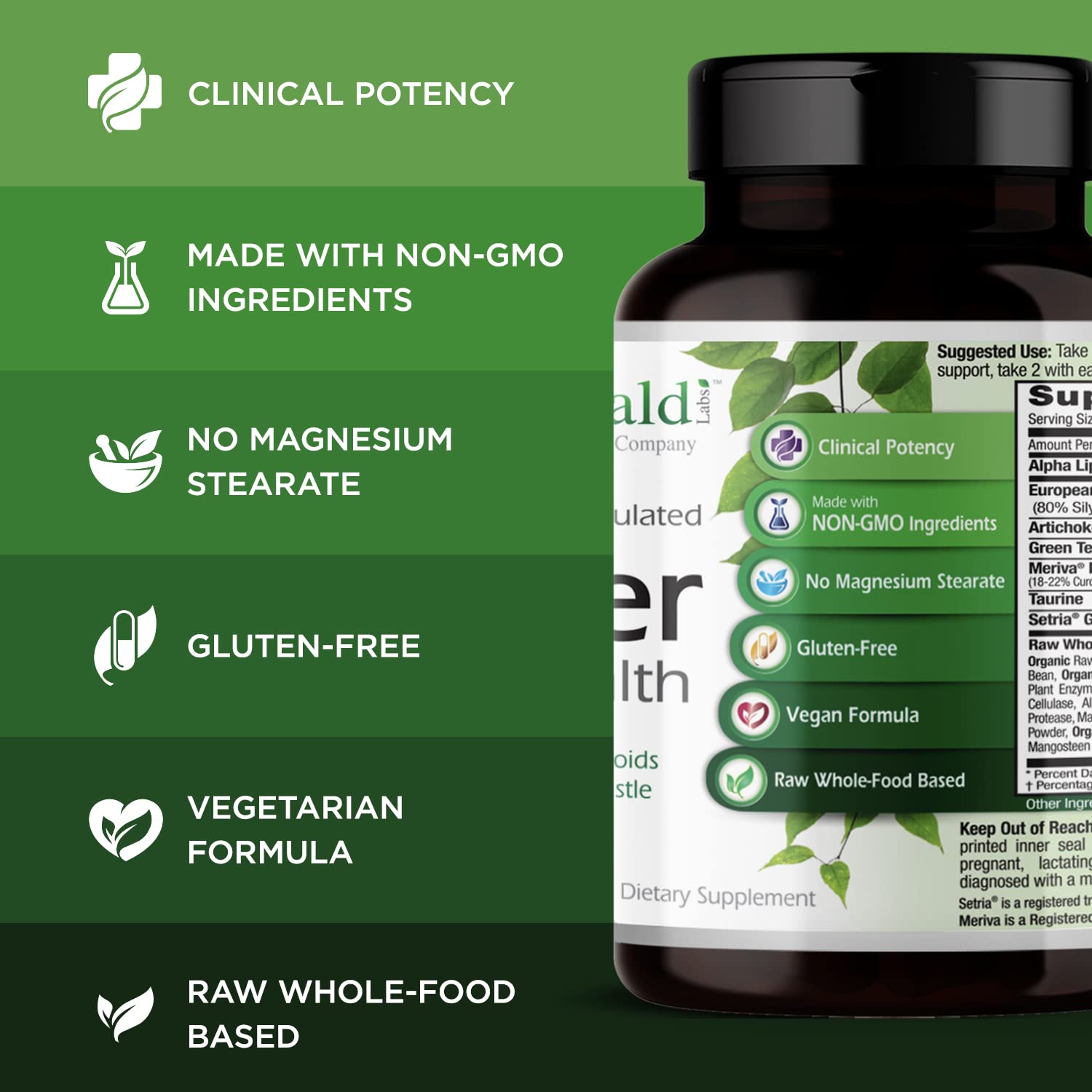EMERALD LABS Liver Health – Liver Support with European Milk Thistle (60 Veg Capsules)