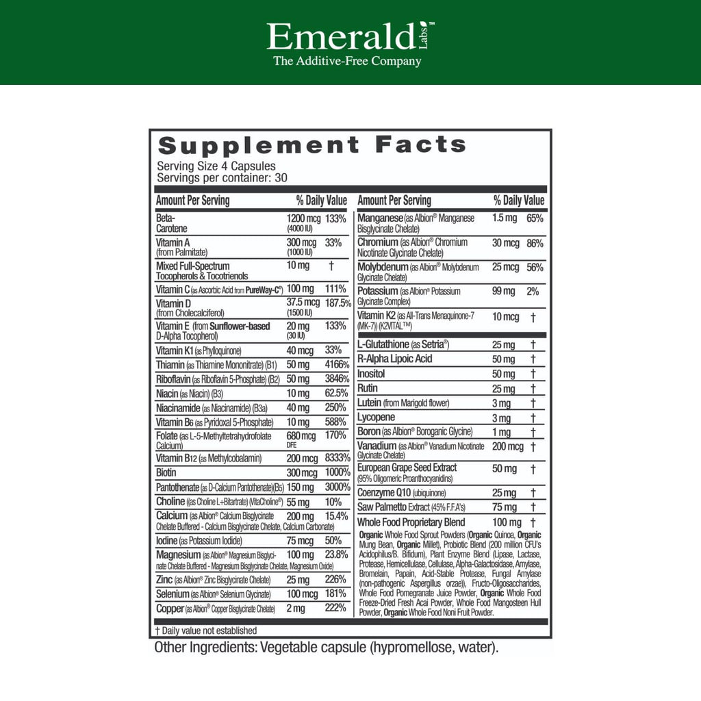 EMERALD LABS Men's 45+ Clinical Multi – Multivitamin for Bone & Heart Health | Gluten-Free & Vegetarian | 120 Veg Capsules