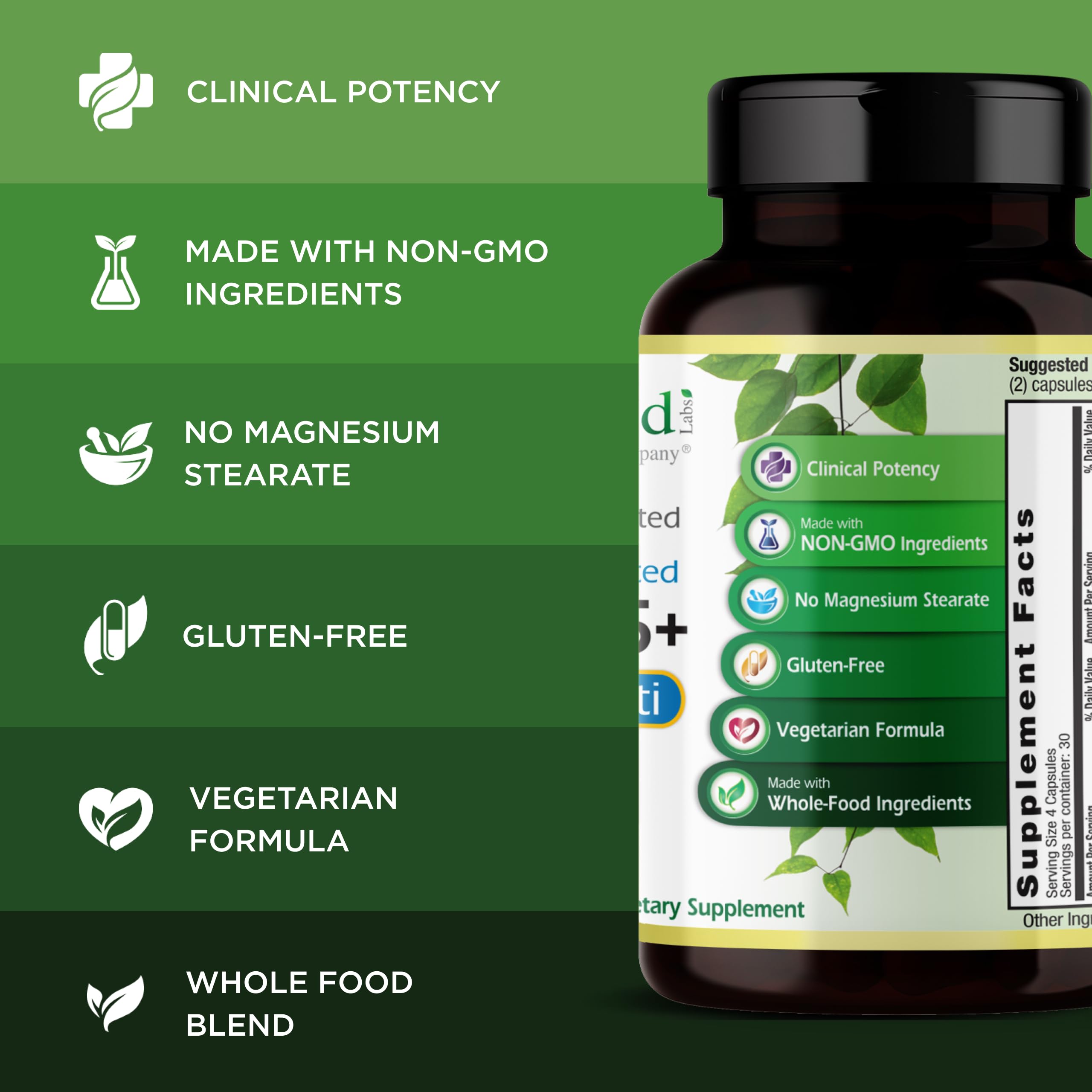 EMERALD LABS Men's 45+ Clinical Multi – Multivitamin for Bone & Heart Health | Gluten-Free & Vegetarian | 120 Veg Capsules
