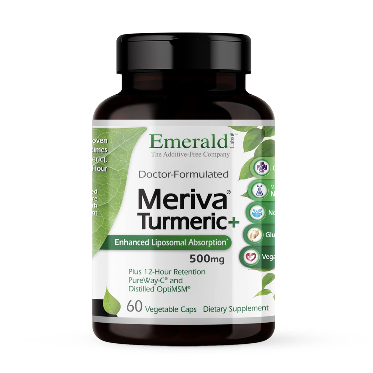 Emerald Labs Meriva Turmeric Plus | Meriva Turmeric, PureWay-C Vitamin C & OptiMSM | Joint Health & Immune Support | 60 Vegetable Capsules