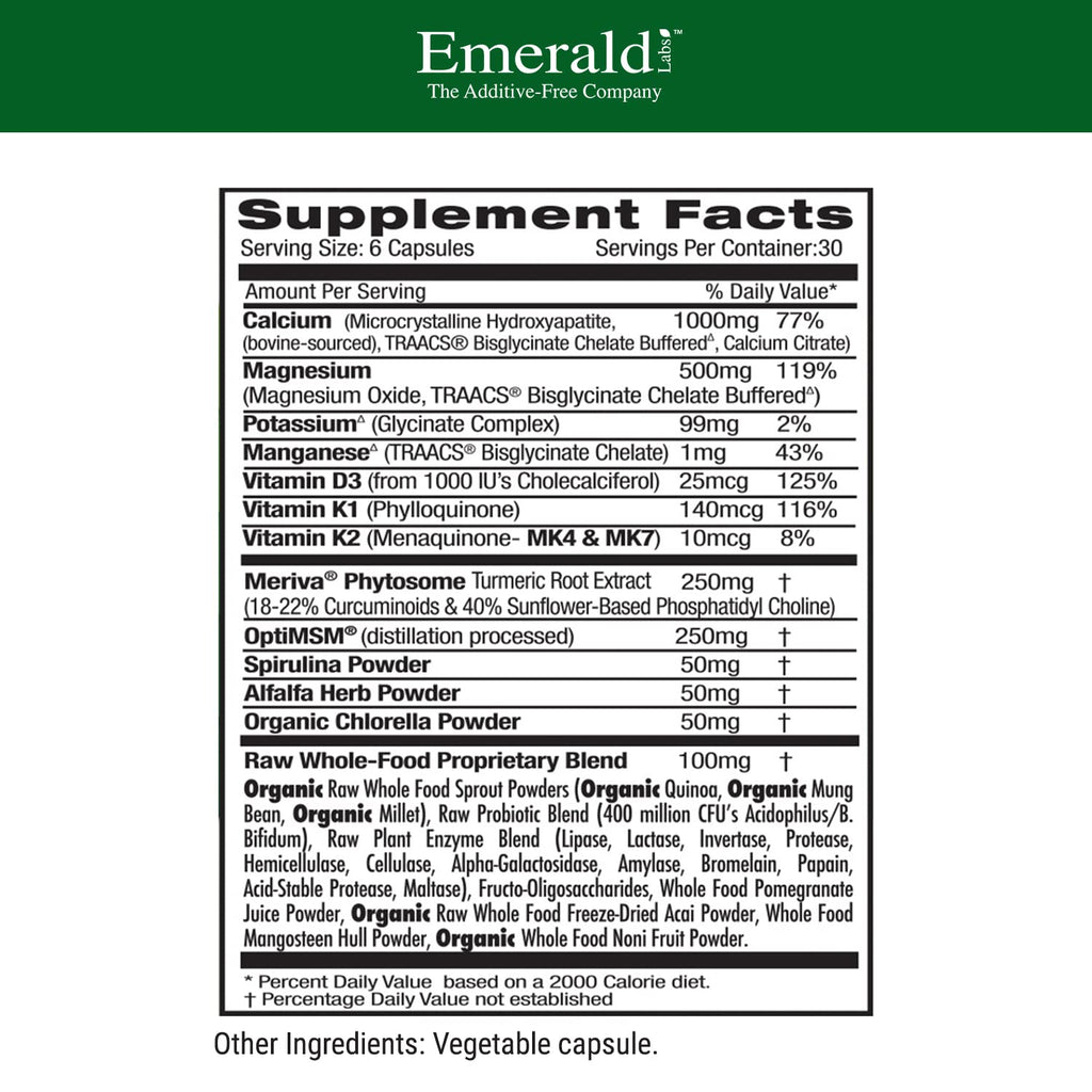 Emerald Labs Osteo Bone Health – Immune & Bone Joint Support | 180 Veg Capsules