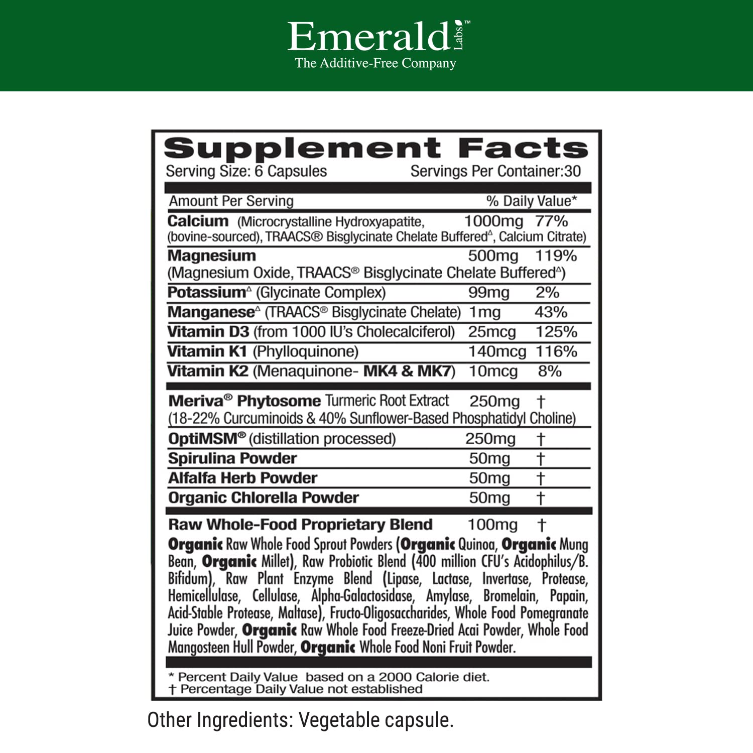 Emerald Labs Osteo Bone Health – Immune & Bone Joint Support | 180 Veg Capsules