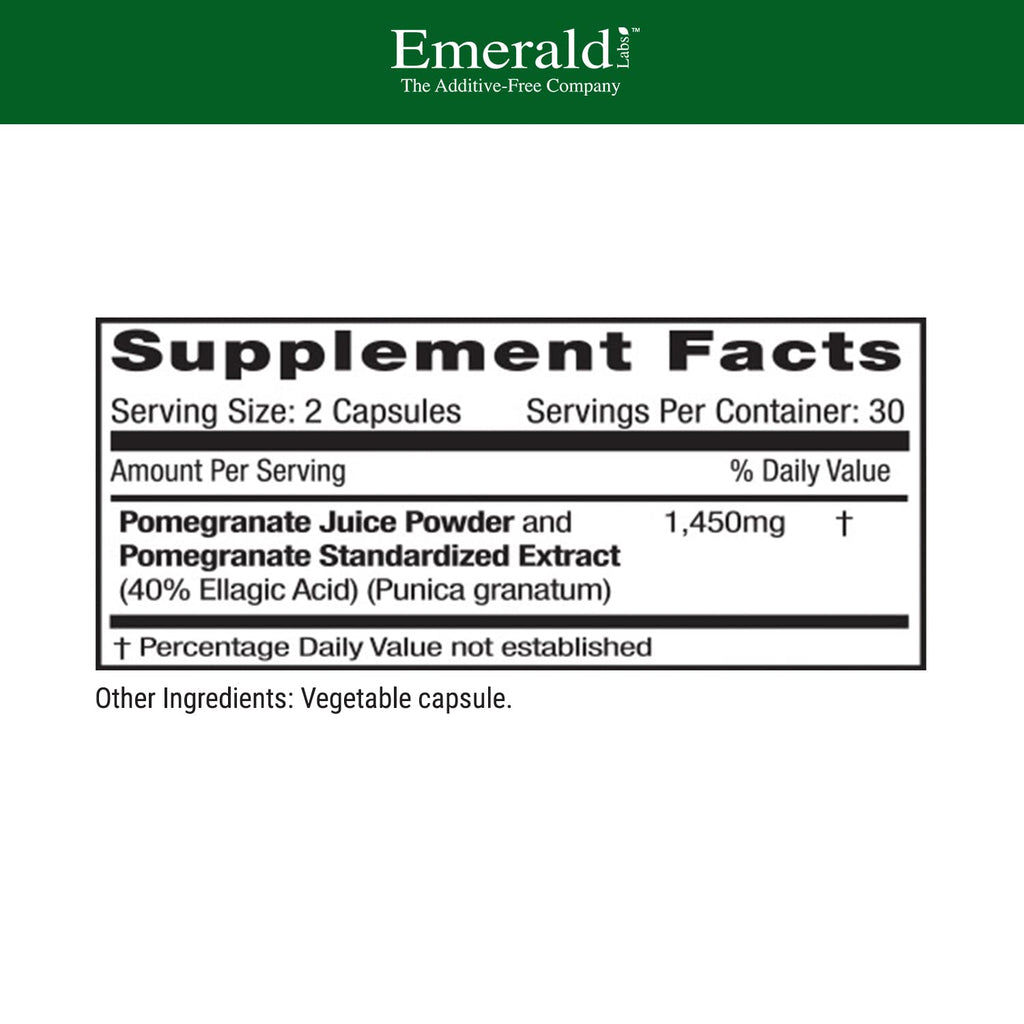 Emerald Labs Pomegranate Extract - 60 Vegetable Capsules (30-Day Supply) | Immune Support & Heart Health | 40% Ellagic Acid