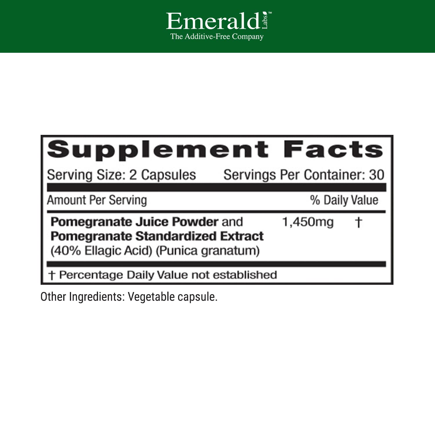 Emerald Labs Pomegranate Extract - 60 Vegetable Capsules (30-Day Supply) | Immune Support & Heart Health | 40% Ellagic Acid