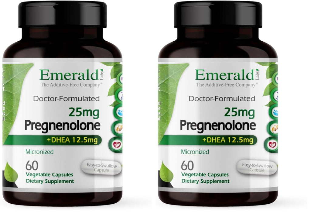 EMERALD LABS Pregnenolone 50mg + DHEA 25mg – 60 Veg Caps (Pack of 2) – Gluten-Free