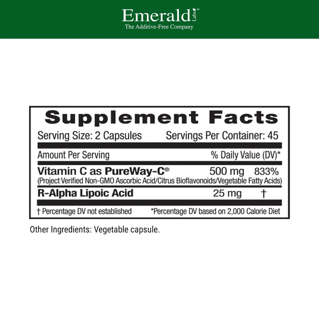 EMERALD LABS PureWay-C Liver & Immune Support with R-Alpha Lipoic Acid - 90 Veg Capsules