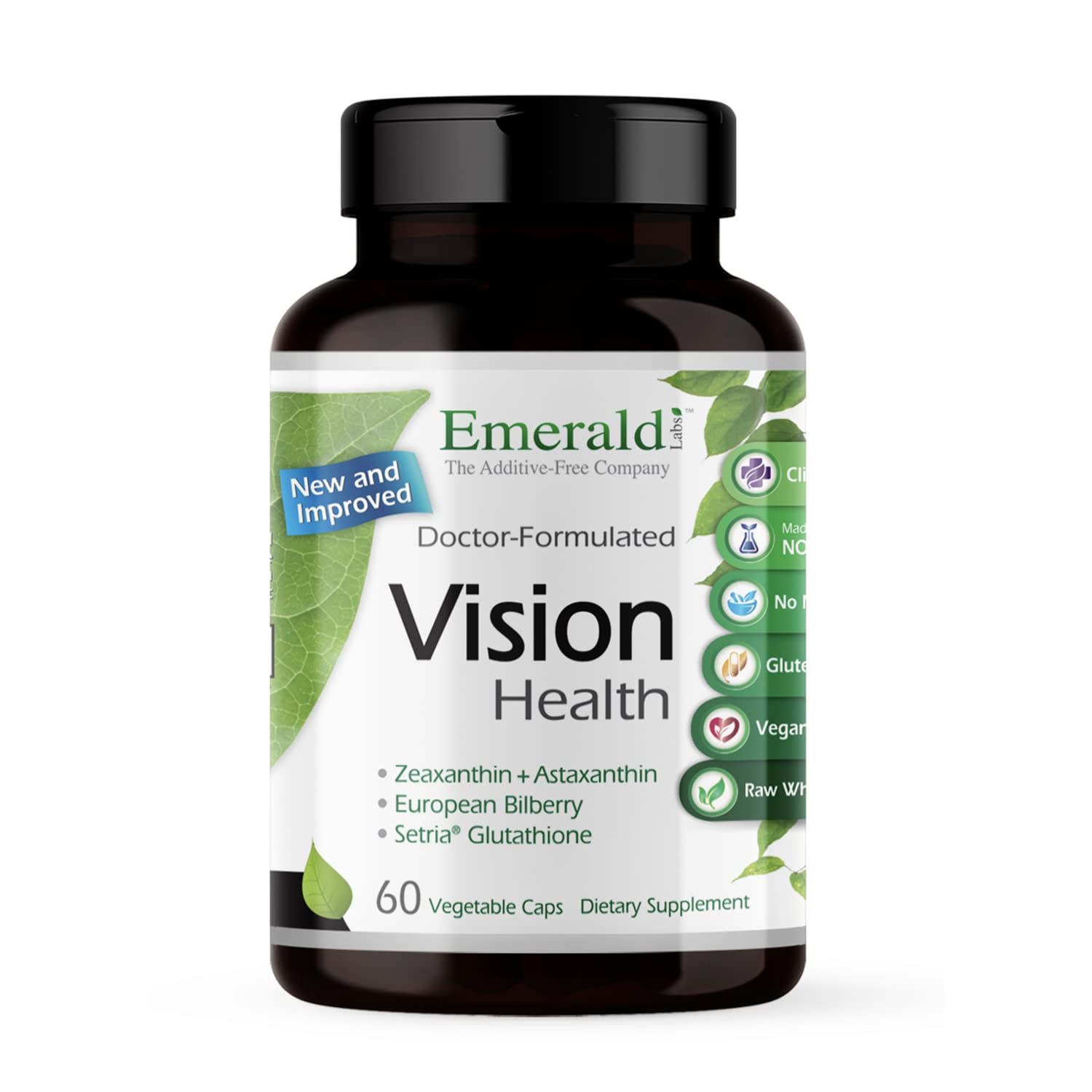 Emerald Labs Vision Health – Eye Health Support Supplement with Lutein, Zeaxanthin & Albion Chelated Zinc | Vegan & Gluten-Free | 60 Veg Capsules
