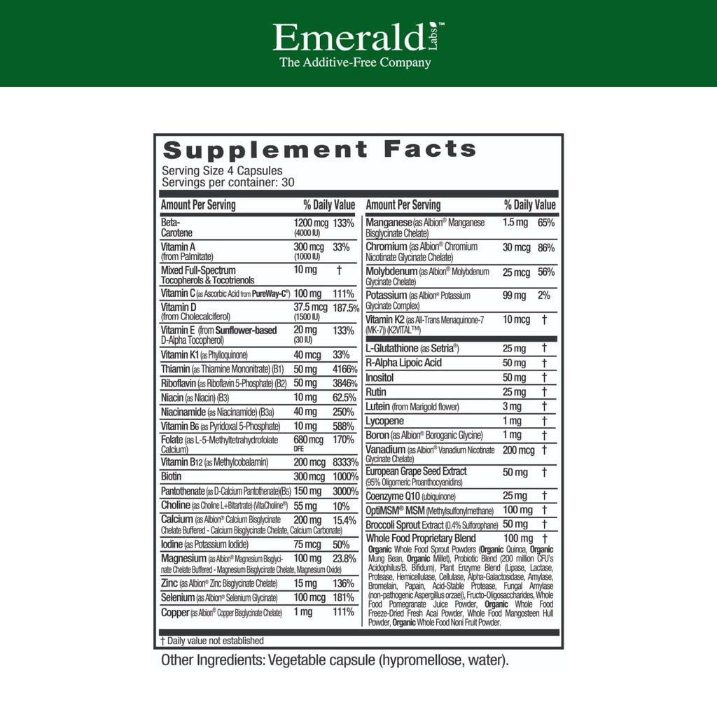 Emerald Labs Women's 45+ Clinical Multi – Gluten-Free & Vegetarian (120 VCaps)