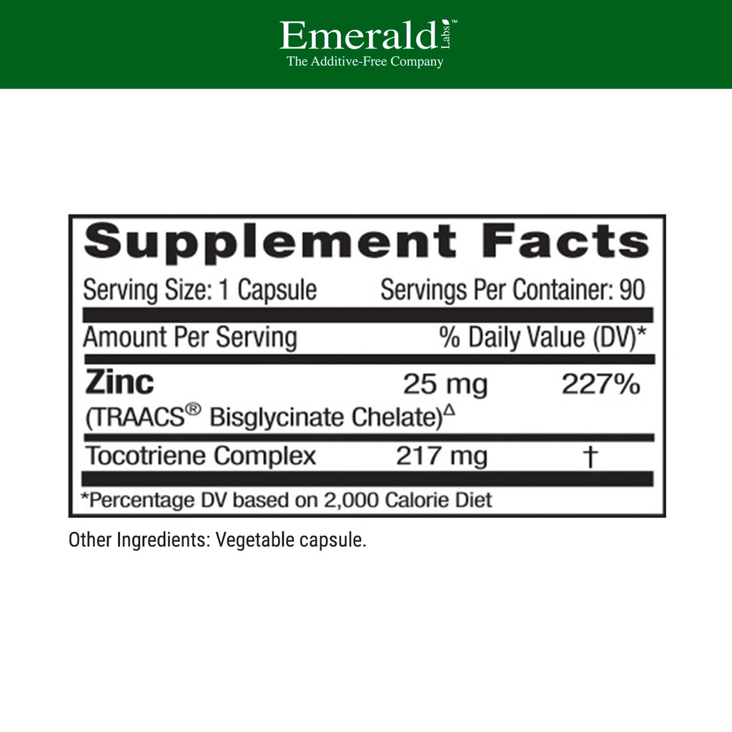 Emerald Labs Zinc 25mg – Immune & Digestive Support, Zinc Bisglycinate | Vegan & Gluten-Free | 90 Veg Capsules (Pack of 2)