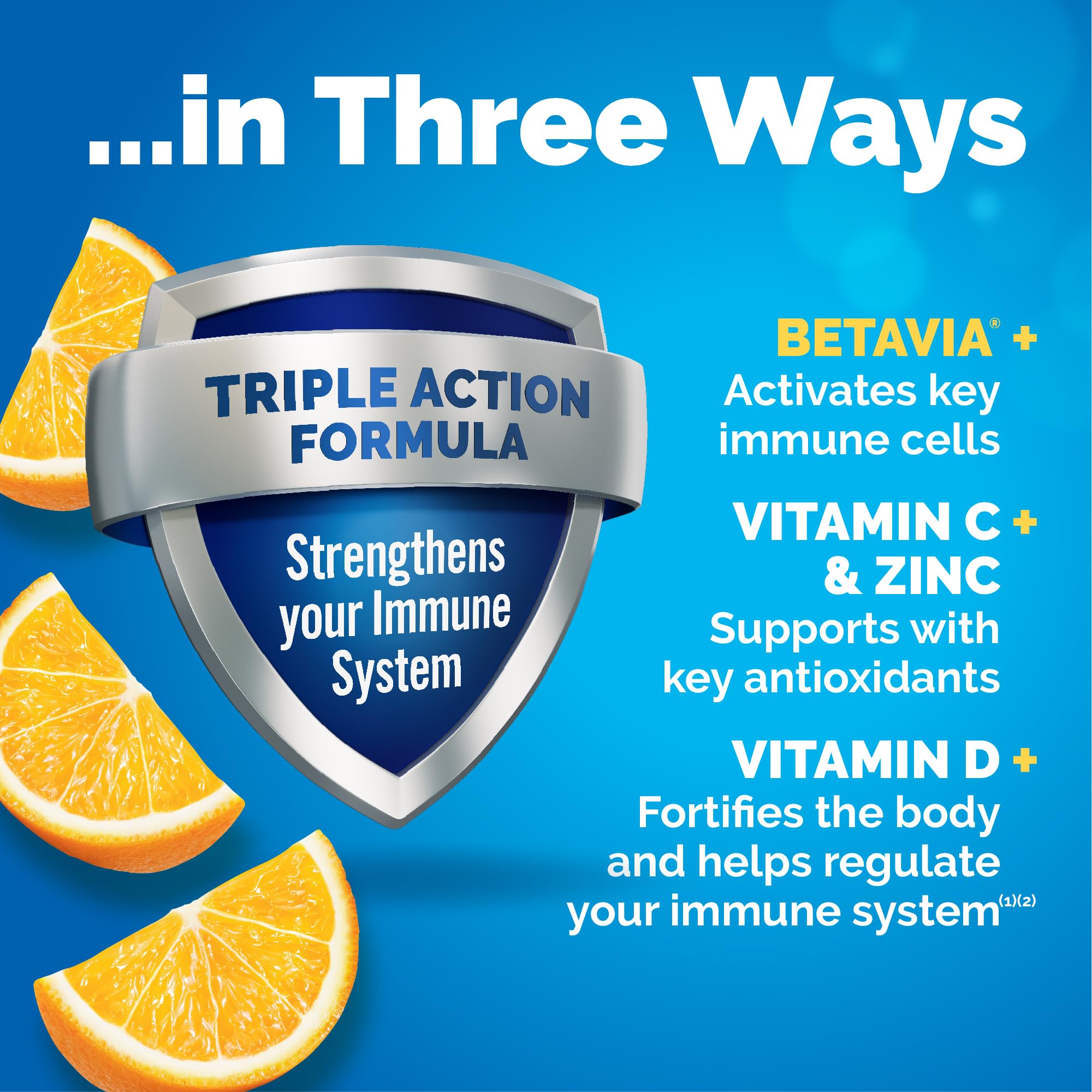 Emergen-C Immune+ Triple Action Immune Support Powder – 30 Count | BetaVia, Vitamin C 1000mg, D, Zinc
