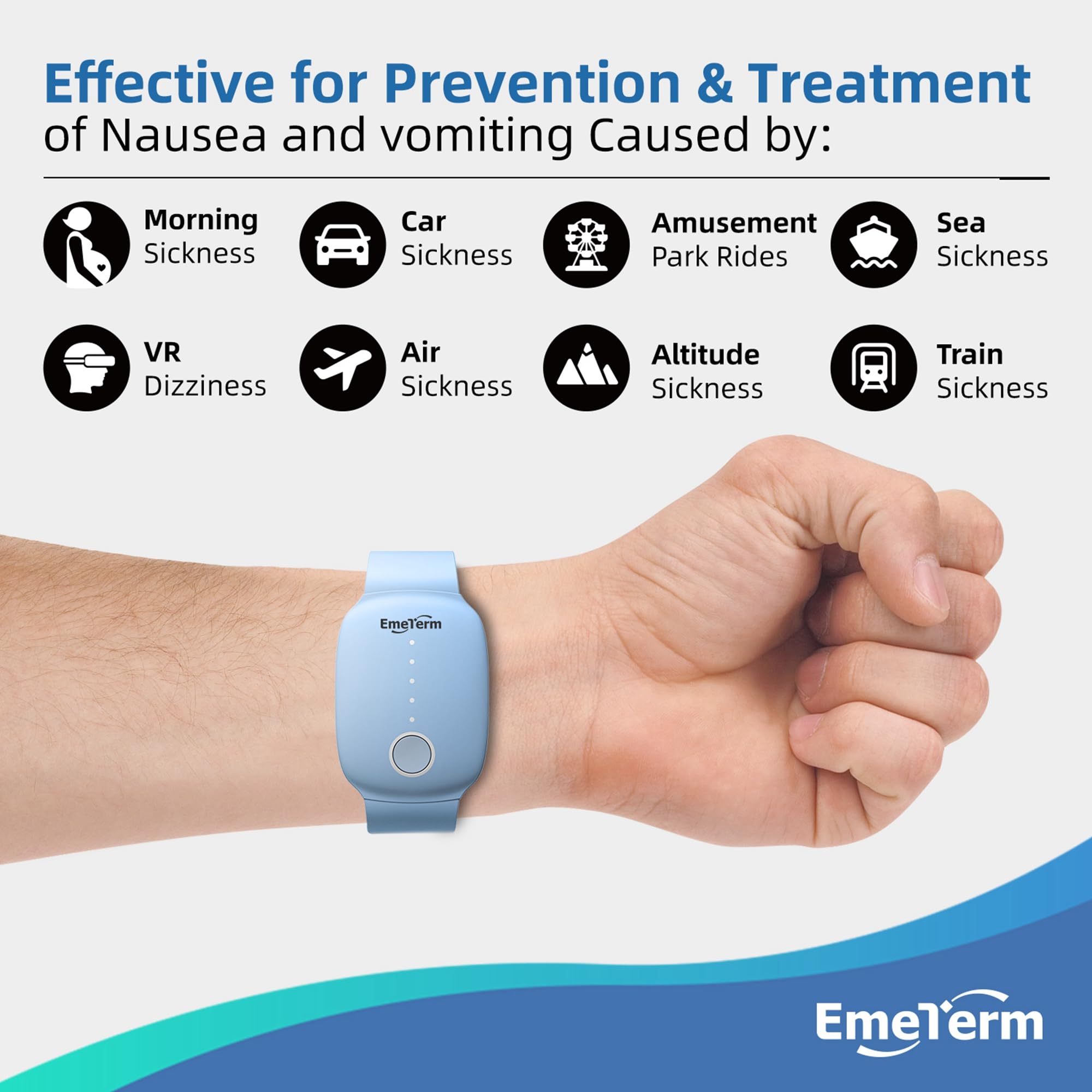 EmeTerm Fashion FDA-Cleared Nausea Relief Wrist Bands – Drug-Free, Non-Invasive