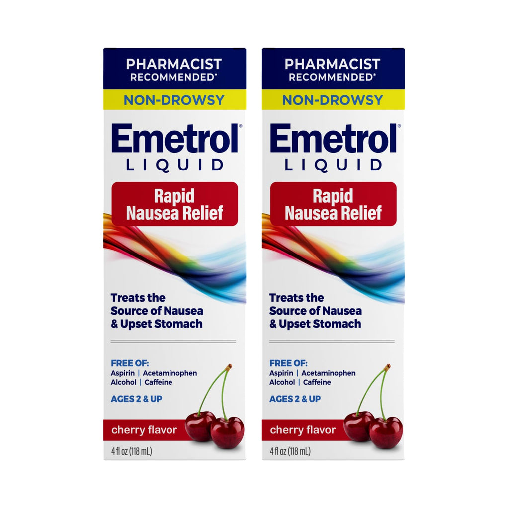 Emetrol Non-Drowsy Liquid Nausea Relief - Cherry Flavor (4 fl oz, 2 Pack)