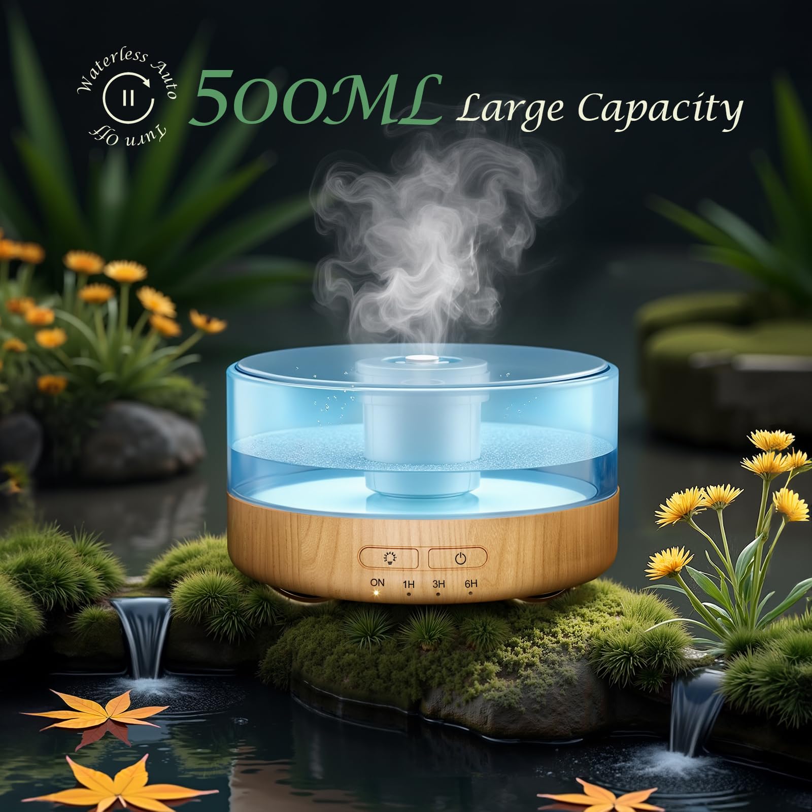 Emochies 500ML Essential Oil Diffuser – 9-Color LED Night Light, Home Humidifier
