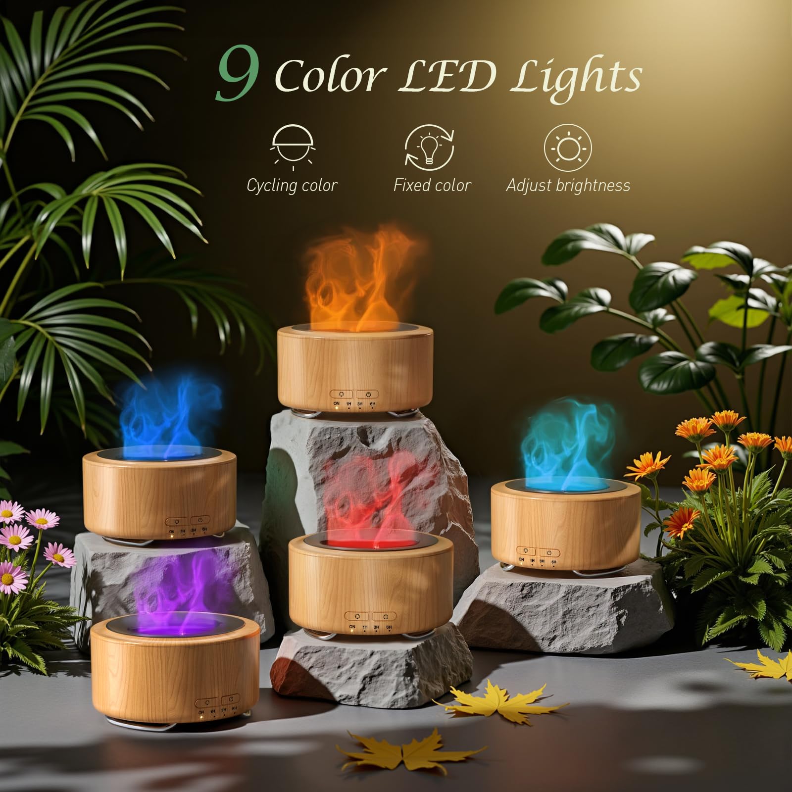 Emochies 500ML Essential Oil Diffuser – 9-Color LED Night Light, Home Humidifier