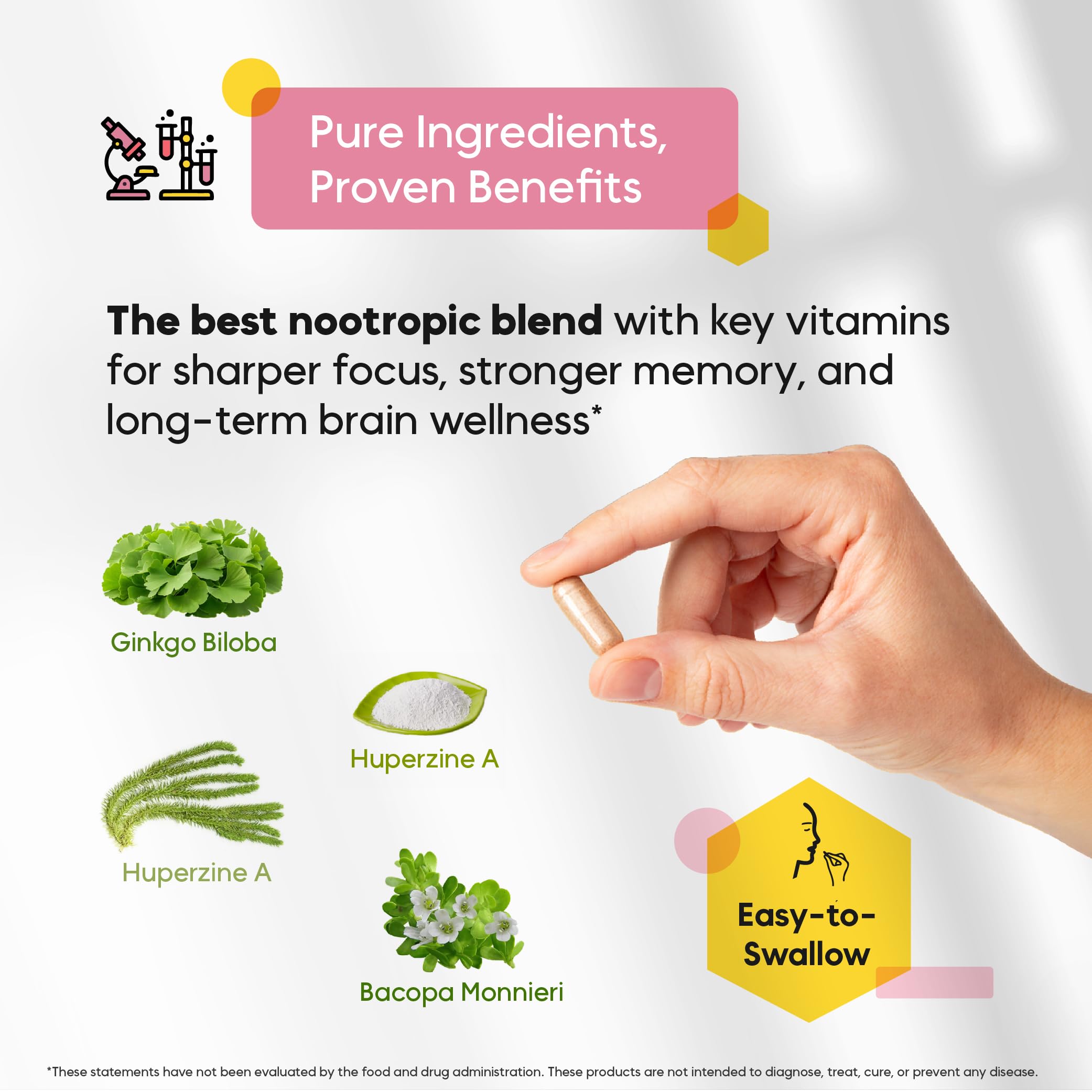 Memory & Focus Nootropic – Brain Matrix with Ginkgo Biloba & Huperzine A | Vegan, Caffeine-Free
