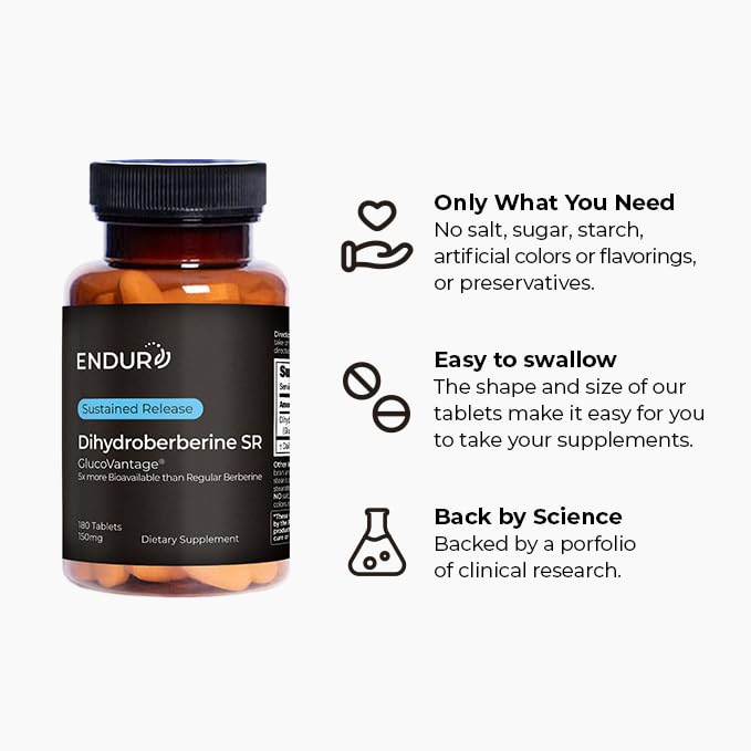 Endur Dihydroberberine SR – Blood Sugar & Metabolism Support, 180 Tablets