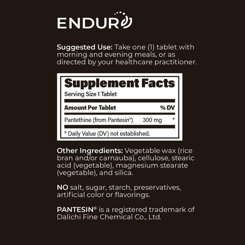 Endur Pantethine 300mg (90 tablets) – Liver Support & Cholesterol Balance | Pantesin