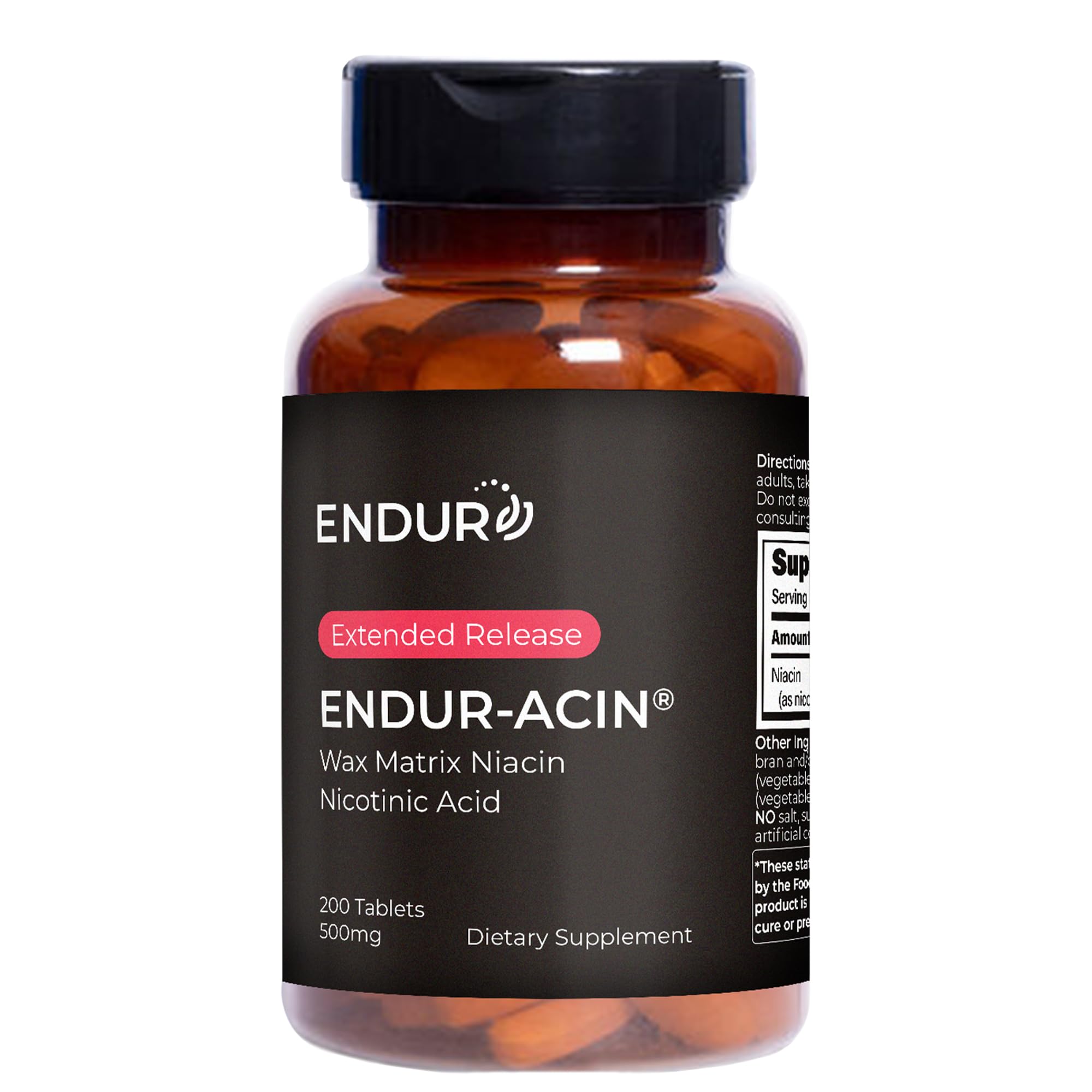 ENDUR-ACIN Niacin 500mg – Heart Health & Cholesterol Support (200 Tablets)