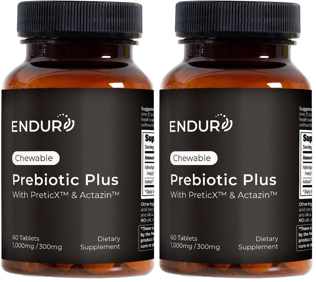 Endurance Products Prebiotic Plus chewable with Actazin™ - Promotes Digestive Health - 60 Count Company (Pack of 2)