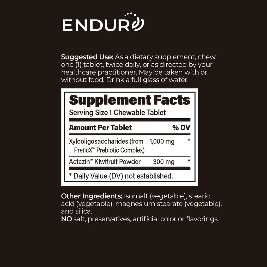 Endurance Products Prebiotic Plus chewable with Actazin™ - Promotes Digestive Health - 60 Count Company (Pack of 2)